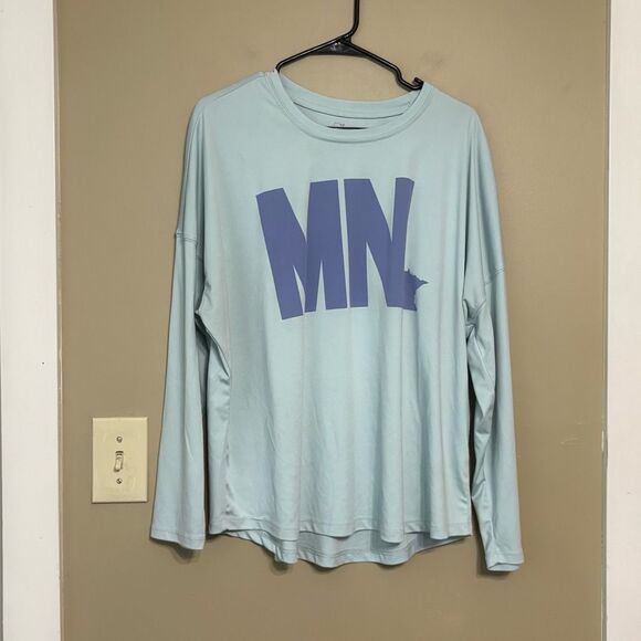 State of Mine Tops - State of Mine Unisex Turquoise Blue Long Sleeve Minnesota Shirt 2XL